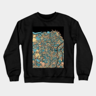 San Francisco Map Pattern in Mid Century Pastel Crewneck Sweatshirt